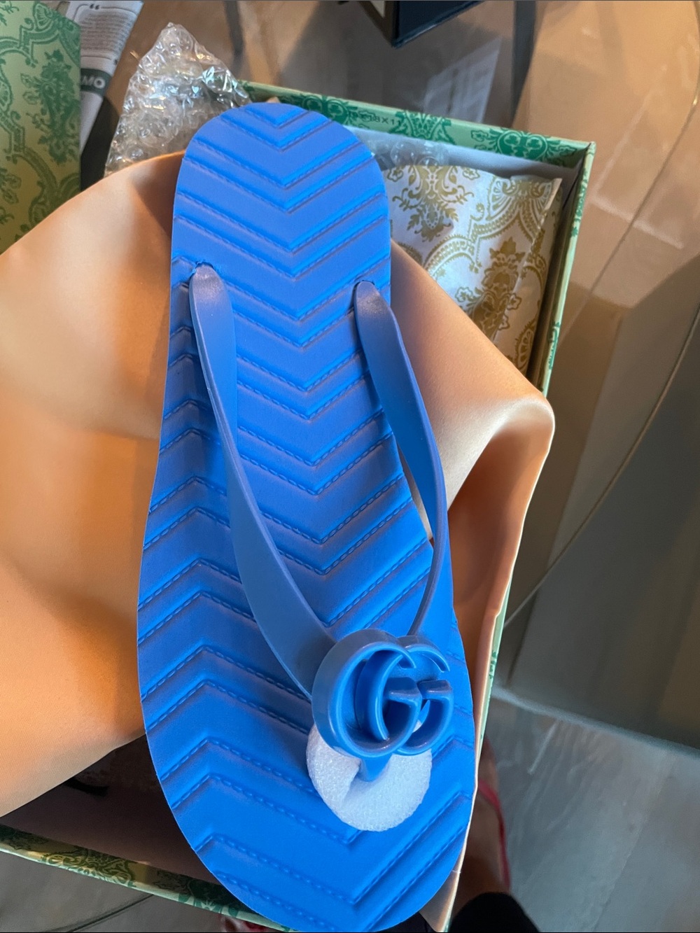 Blue Logo-Embellished Women's Flip Flops